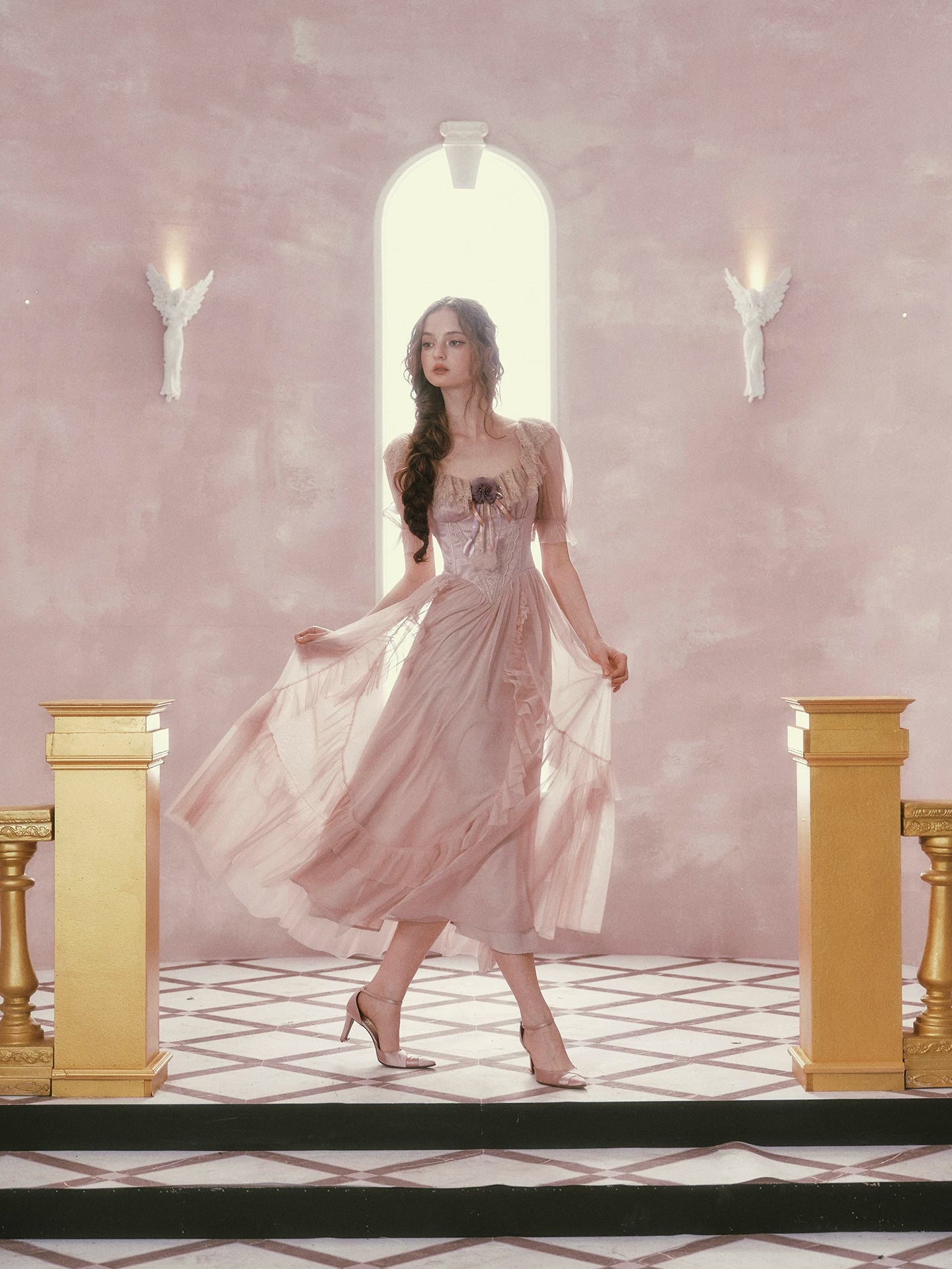 Violet Heliotrope Victorian Mesh Dress