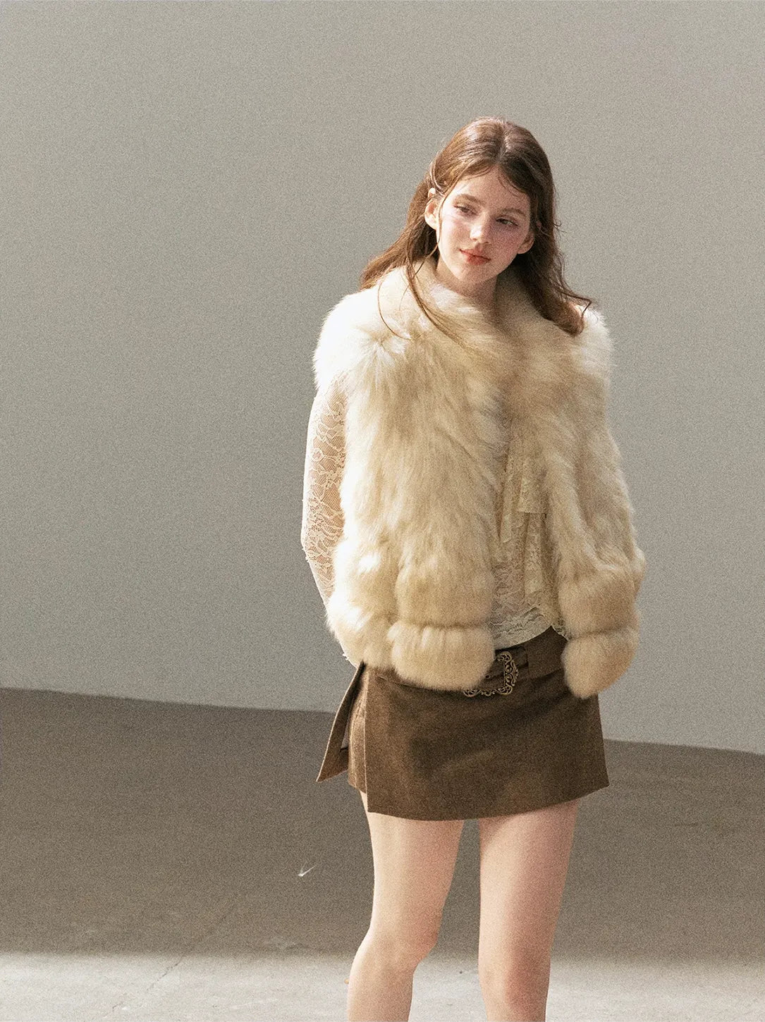 Fox Fur Stand-Collar Vest