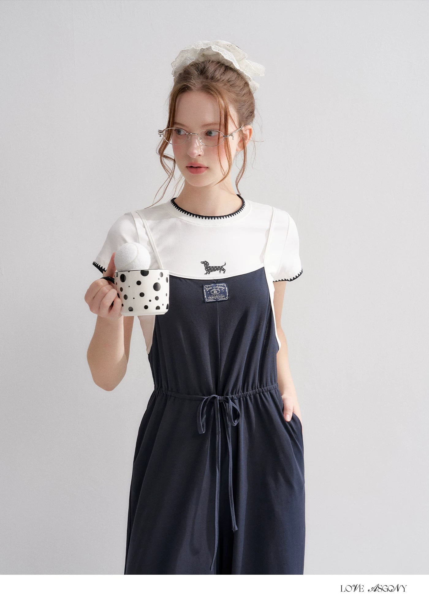 Contrast Piping Drawstring Waist Jumpsuit