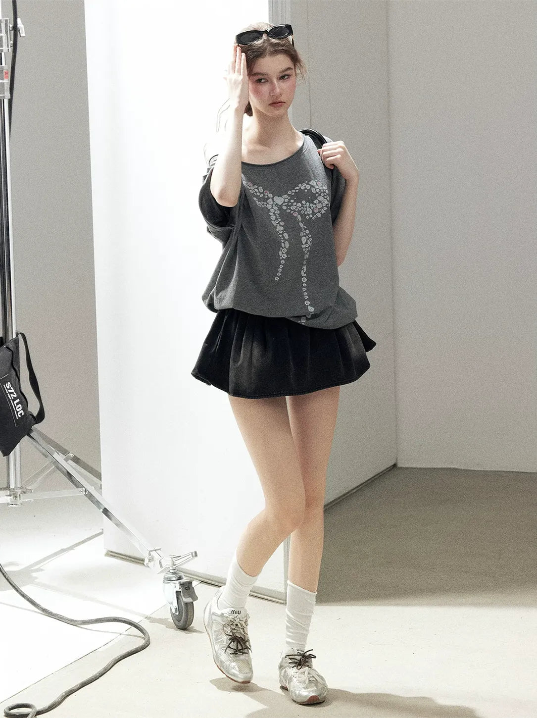 Washed Denim A-Line Skirt