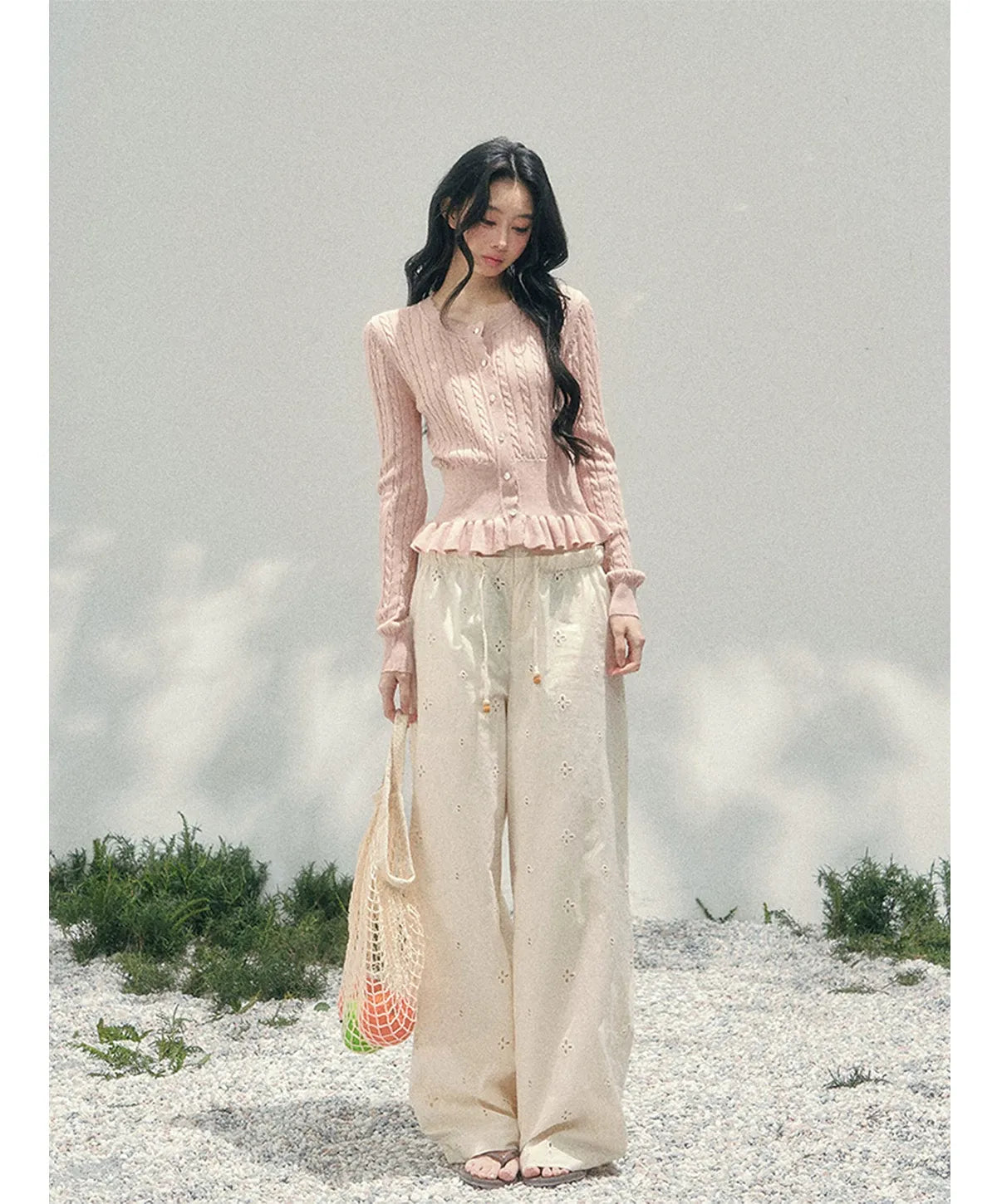 Wide-Leg Embroidered Pants