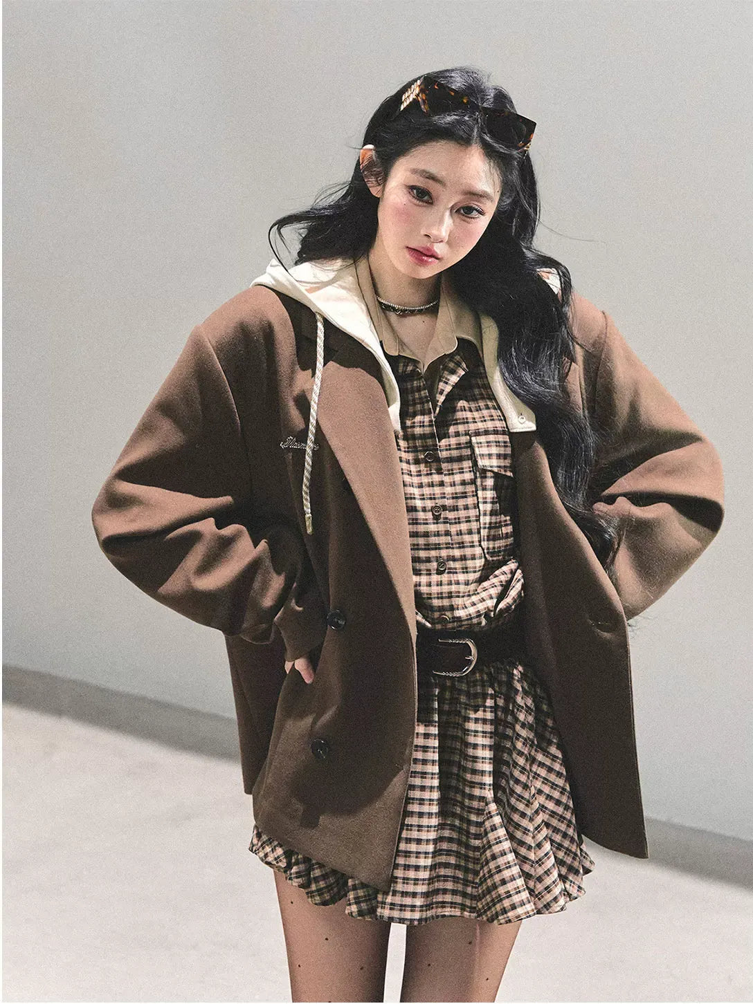 Plaid Petal Panel Mini Dress