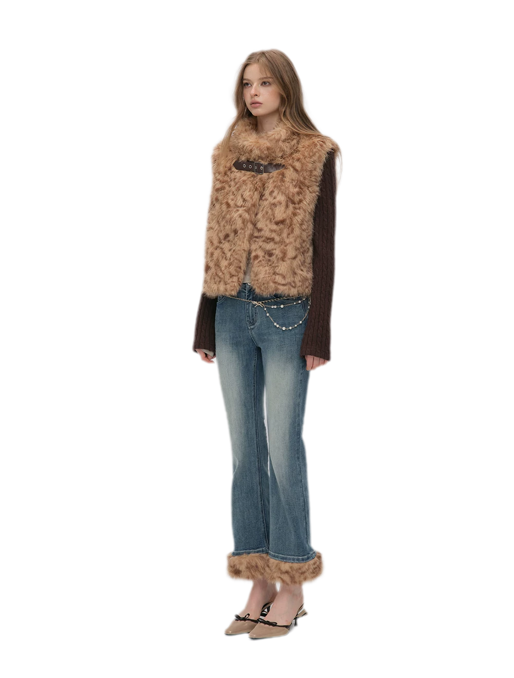 Vintage Washed Cropped Flare Jeans