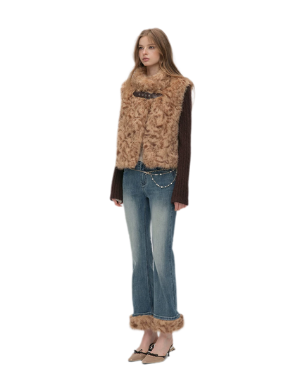 Vintage Washed Cropped Flare Jeans
