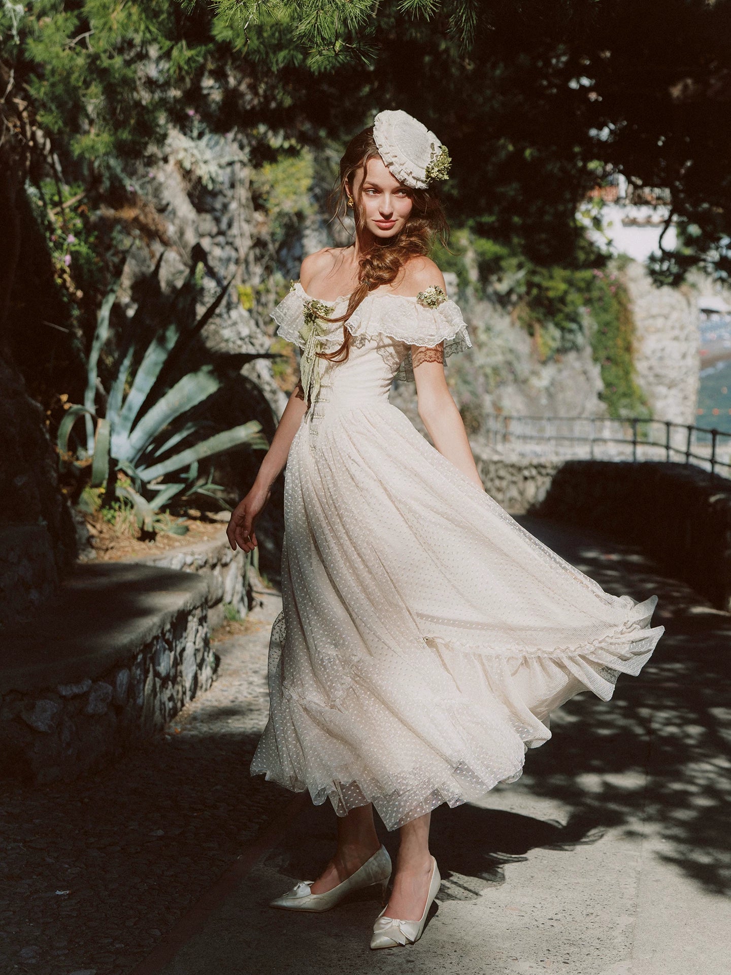 French Lace Princess Midi Dress