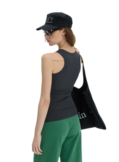 Ribbed Slim-Fit Henley Tank