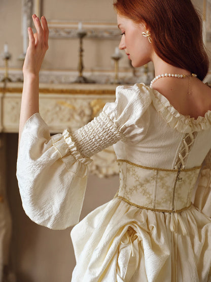 Jacquard Corset Ruffle Dress