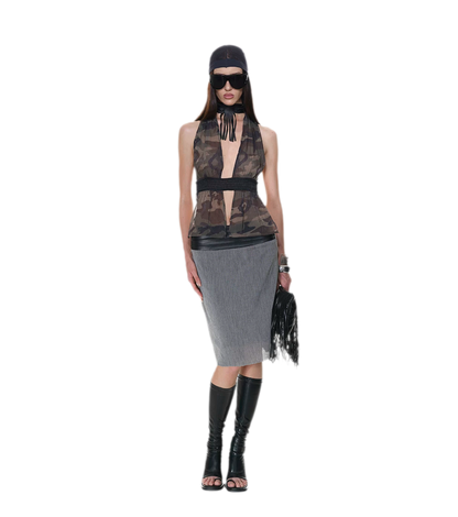Mesh Halter Backless Top