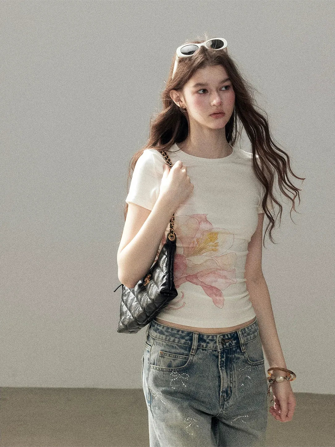 Rhinestone Wide-Leg Jeans
