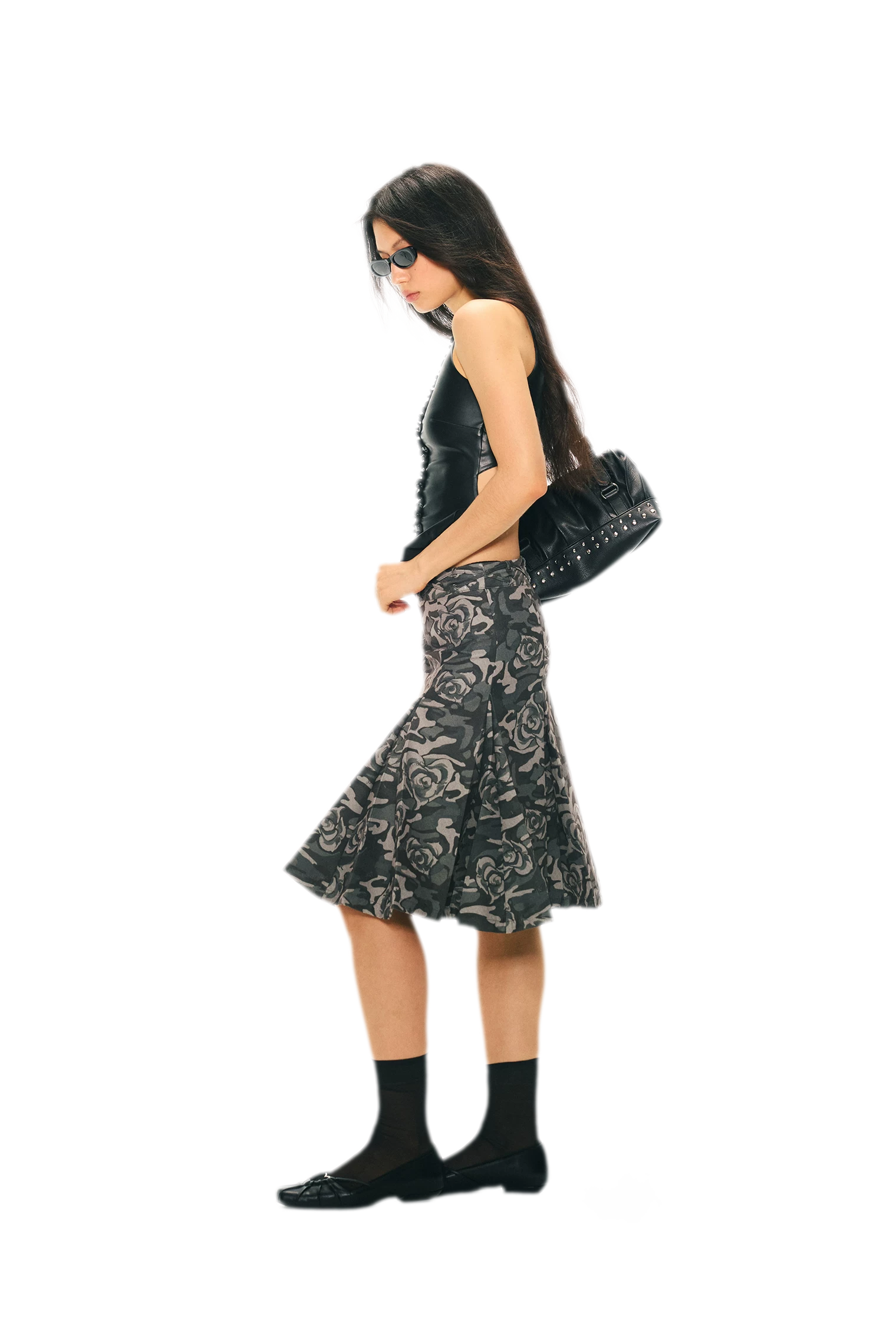 Low Waist Pleated A-Line Skirt