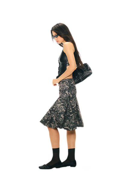 Low Waist Pleated A-Line Skirt