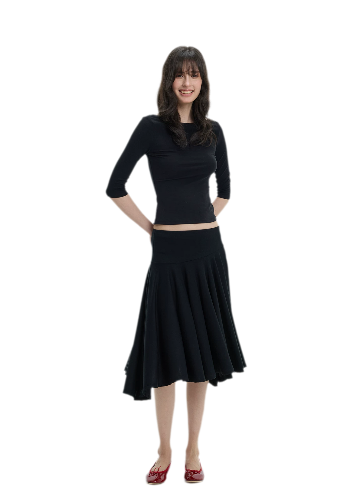 Lyocell Boat Neck Knit Top