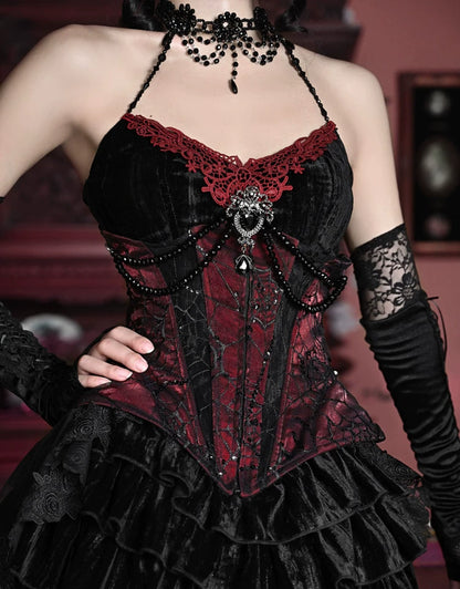 Beaded Velvet Gothic Corset Dress