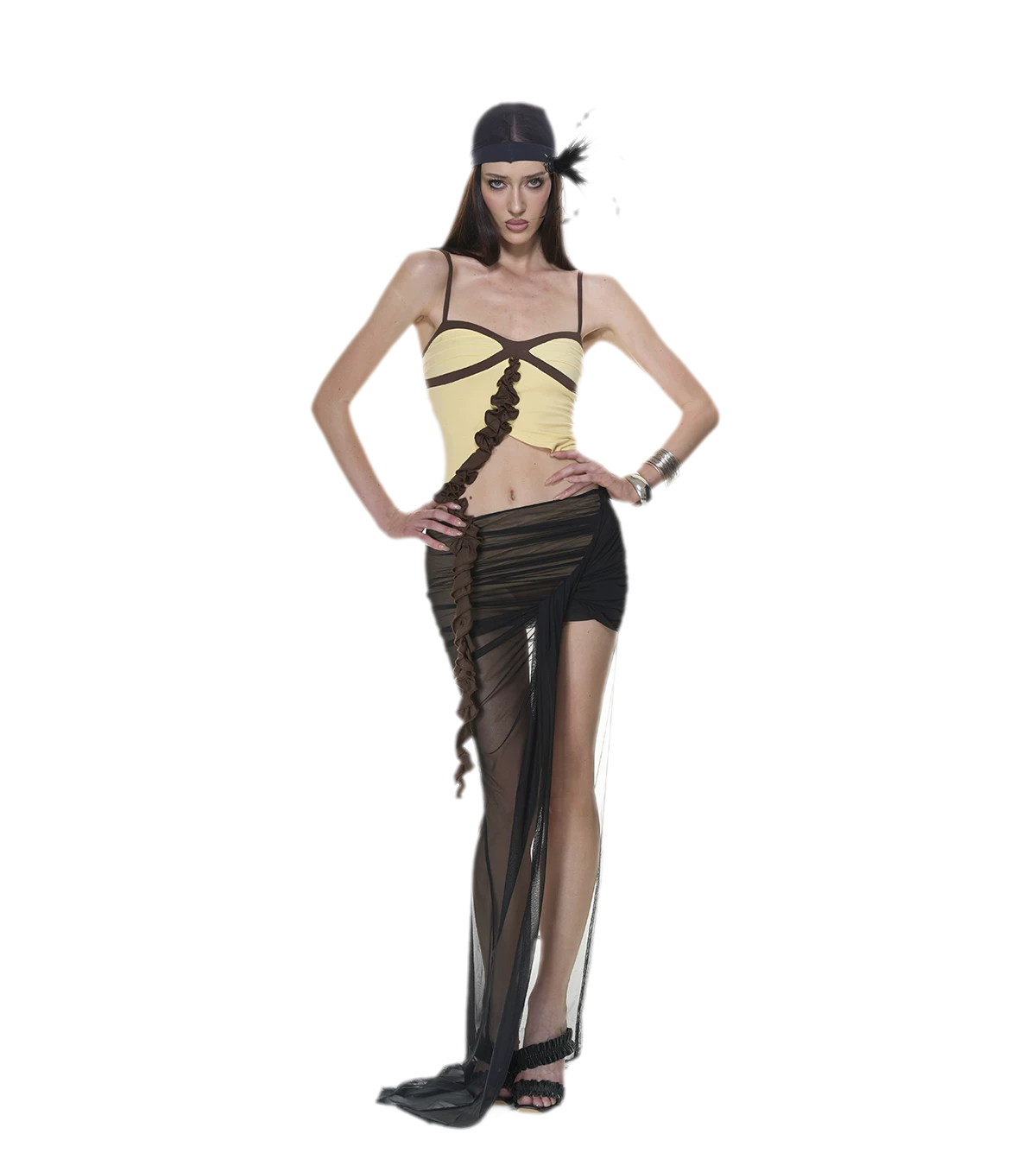 Ruched Ruffle Skirt Set