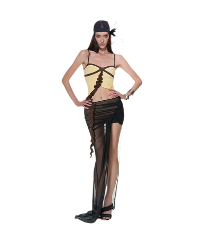 Ruched Ruffle Skirt Set