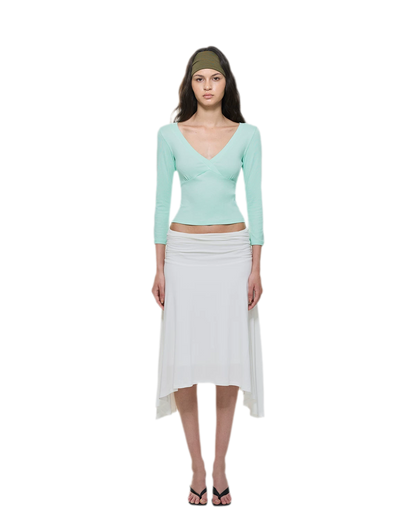 Crossfront Ribbed V-Neck Top