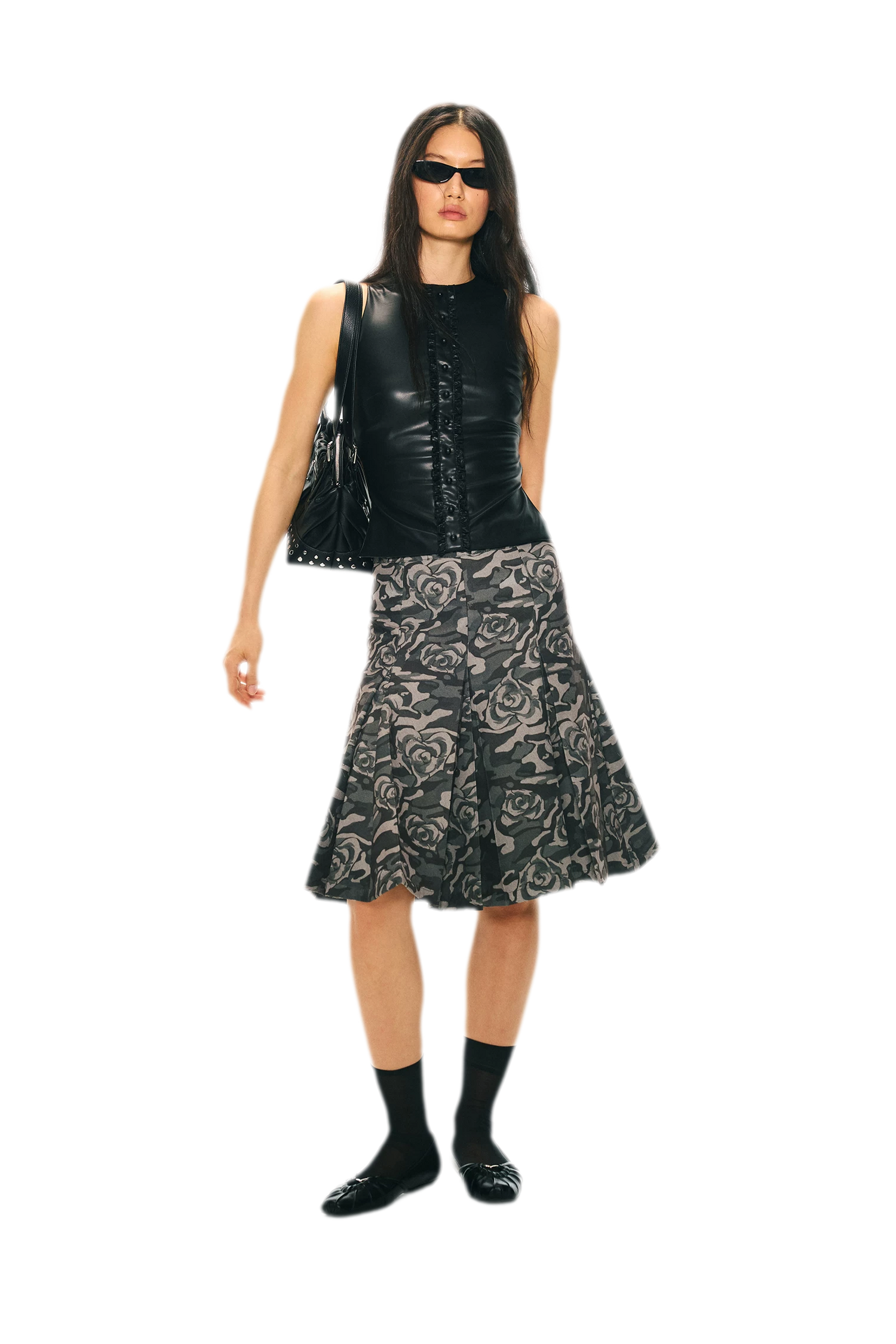 Low Waist Pleated A-Line Skirt