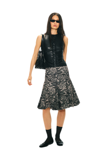 Low Waist Pleated A-Line Skirt