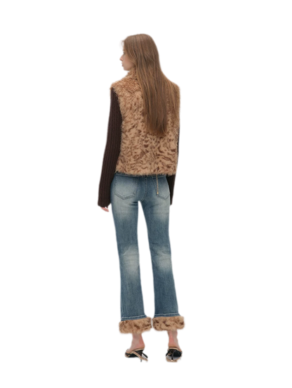 Vintage Washed Cropped Flare Jeans