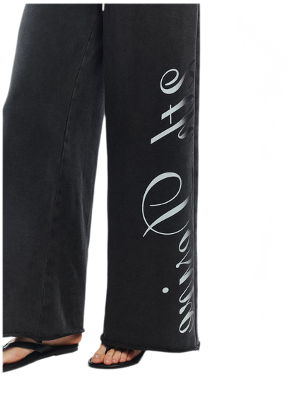 Vintage Letter Print Wide-Leg Pants