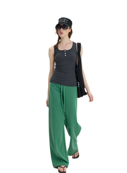 Ribbed Slim-Fit Henley Tank