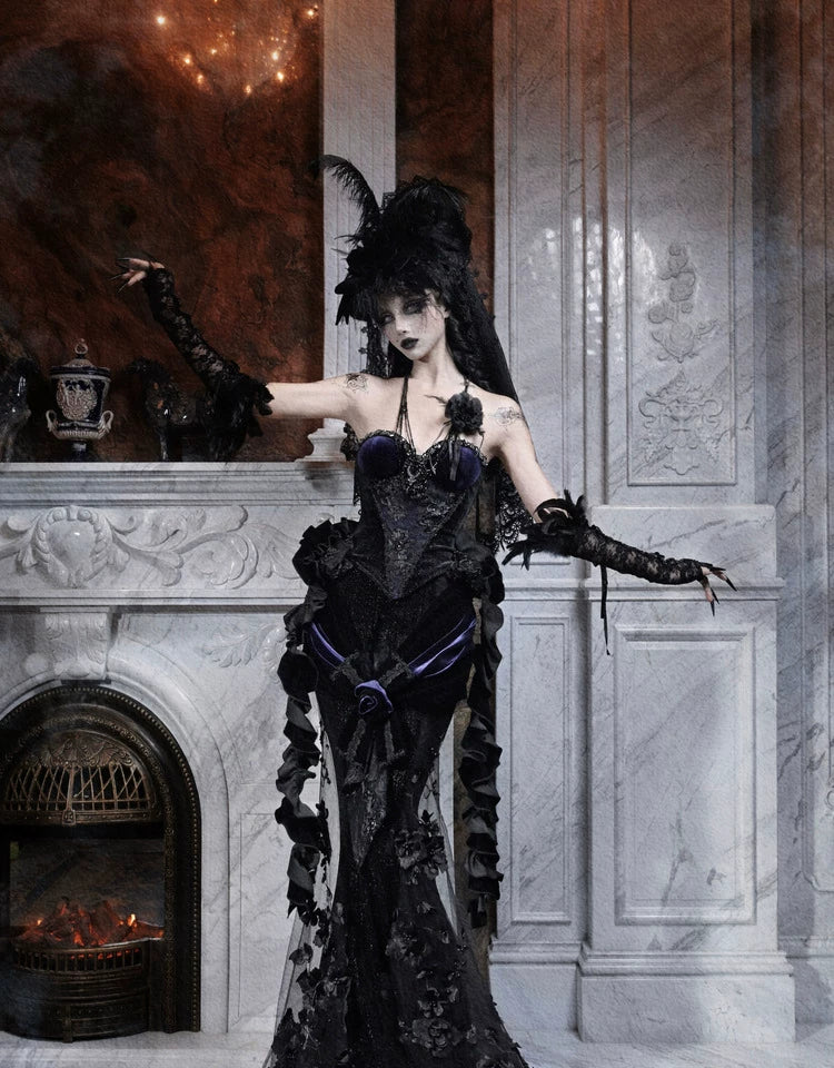 Rhinestone Velvet Gothic Corset