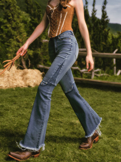 Suede Corset Denim Set
