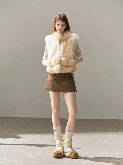 Fox Fur Stand-Collar Vest