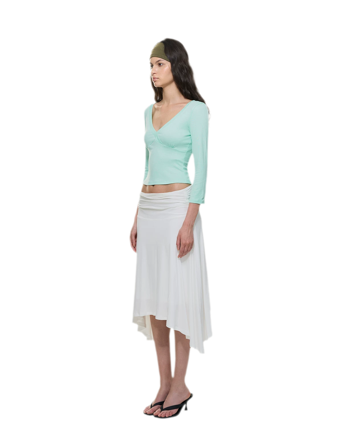 Crossfront Ribbed V-Neck Top