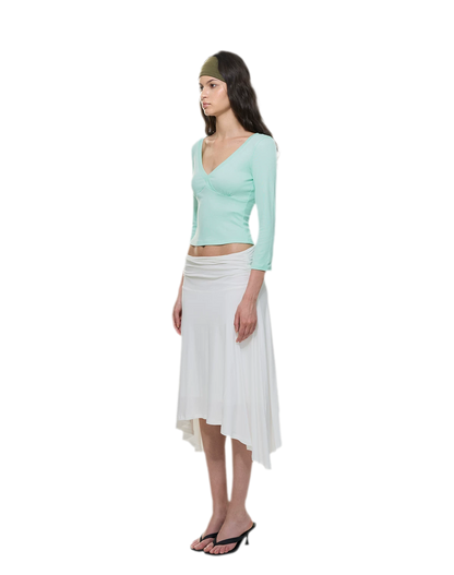 Crossfront Ribbed V-Neck Top