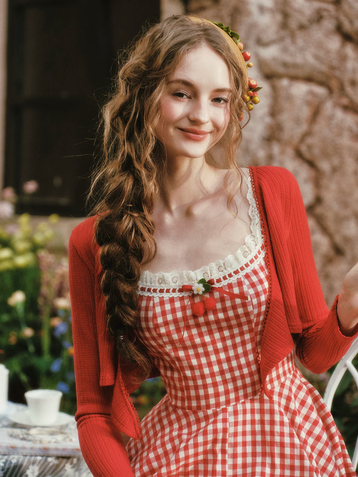 Gingham Lace Trim Dress