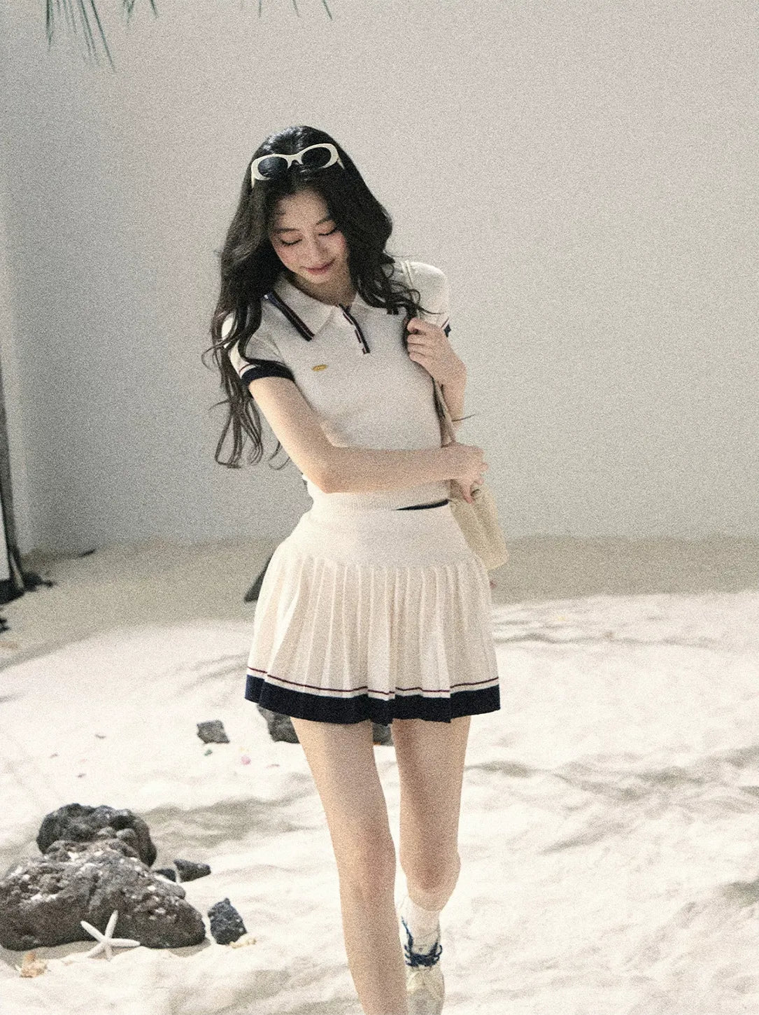 Jacquard Polo Pleated Skirt Set