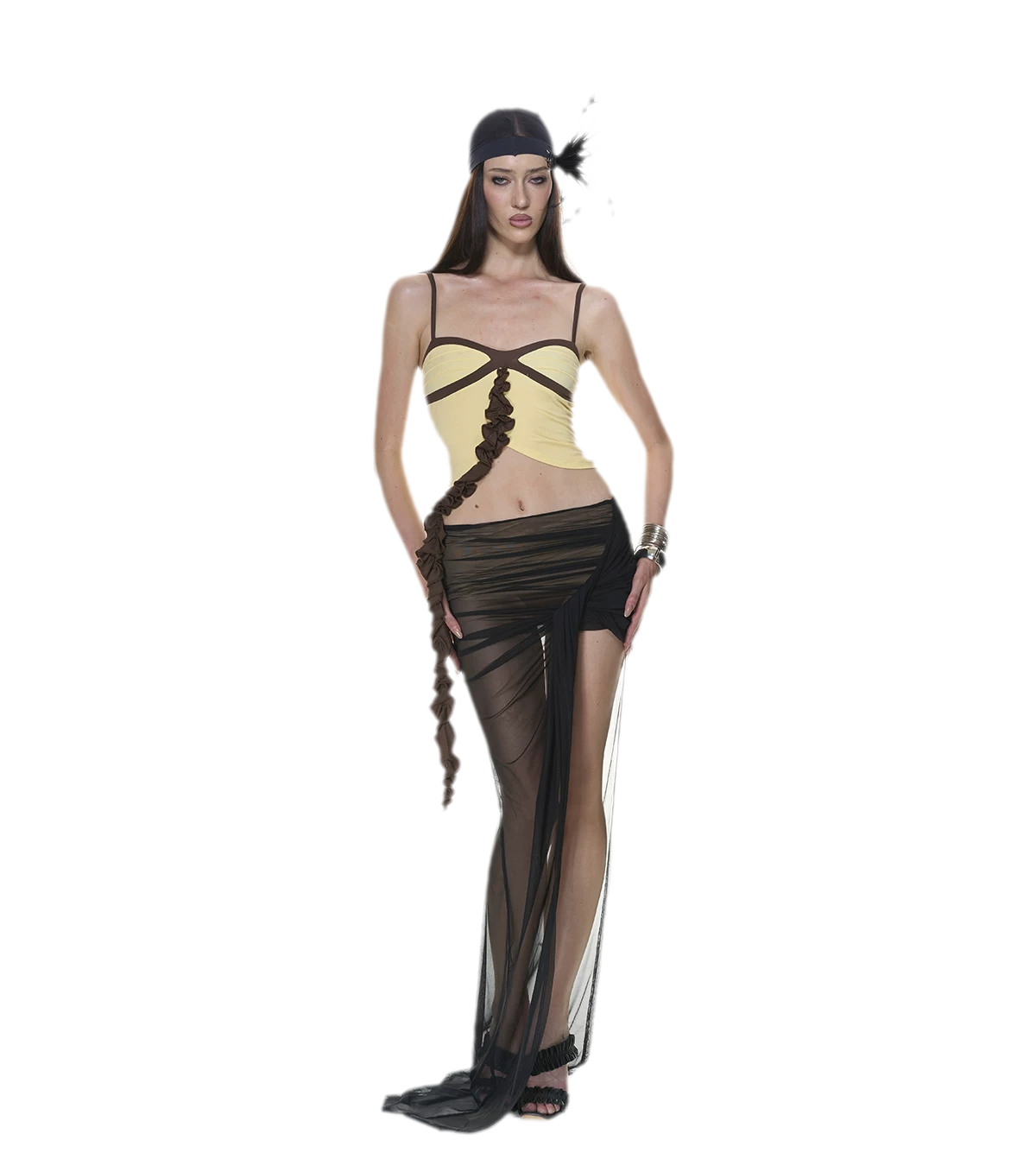 Ruched Ruffle Skirt Set