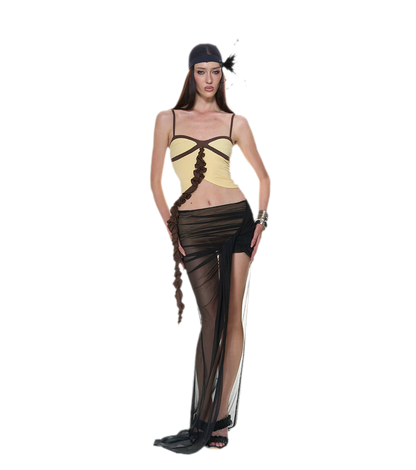 Ruched Ruffle Skirt Set