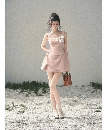 Sleek Bowknot Mini Dress