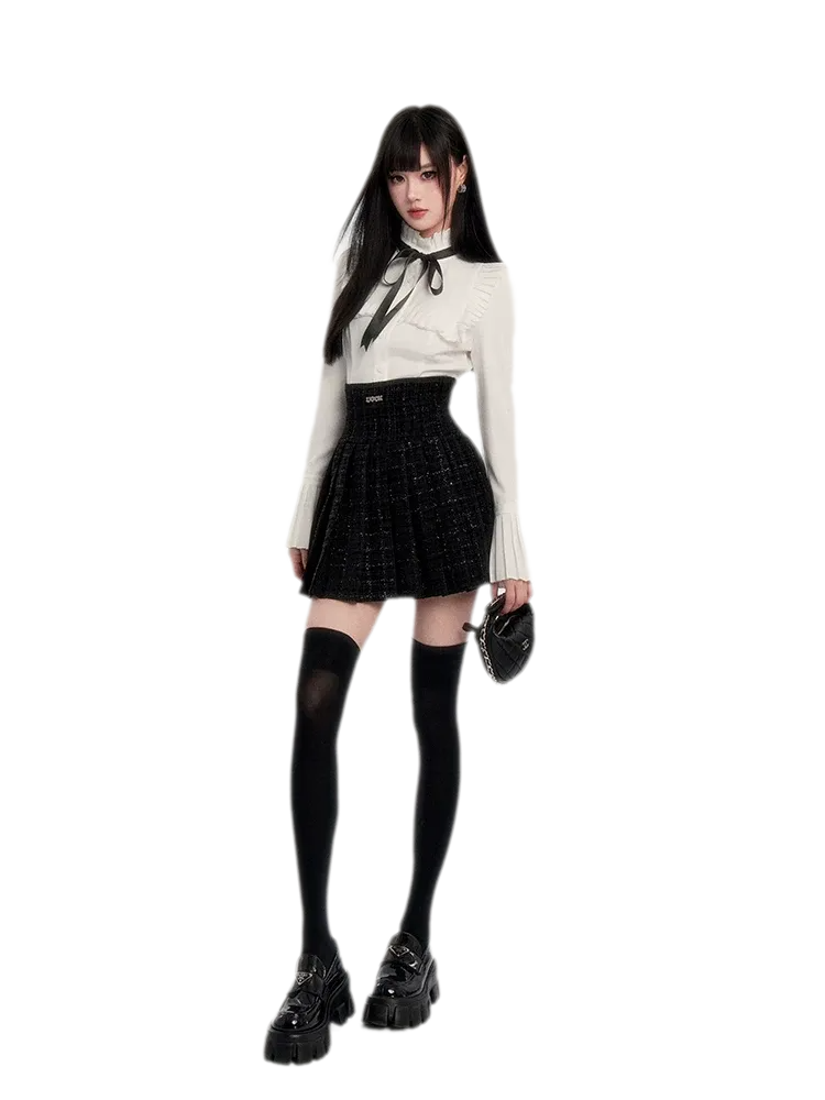 Tweed Ruffle Shirt Jacket Set