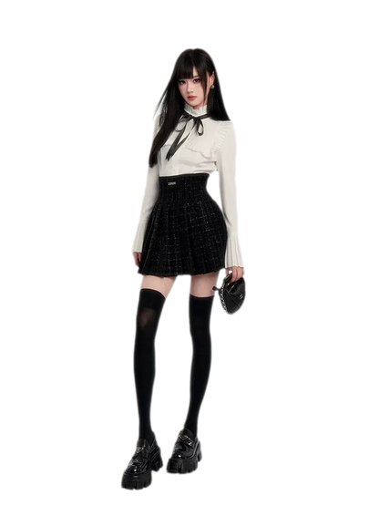 Tweed Ruffle Shirt Jacket Set