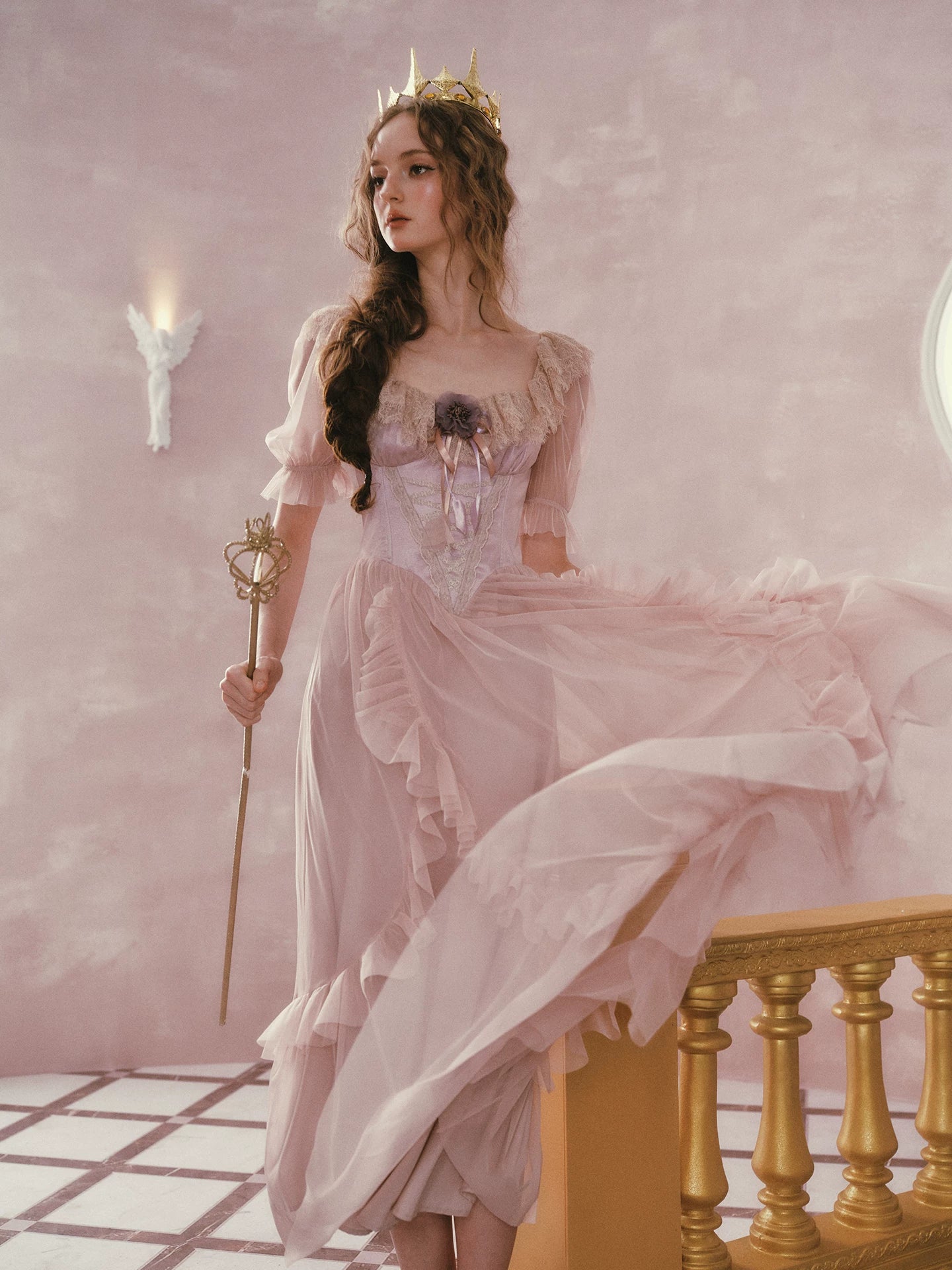 Violet Heliotrope Victorian Mesh Dress