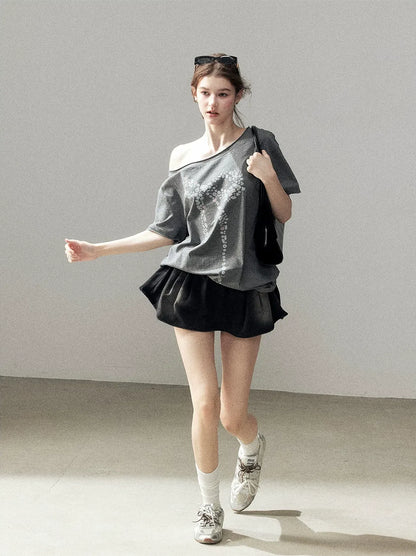 Washed Denim A-Line Skirt