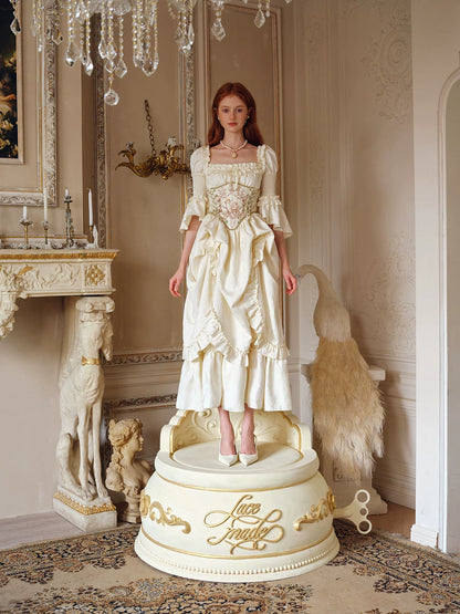 Jacquard Corset Ruffle Dress