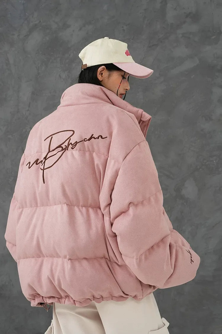 Suede Oversized Down Puffer Jacket