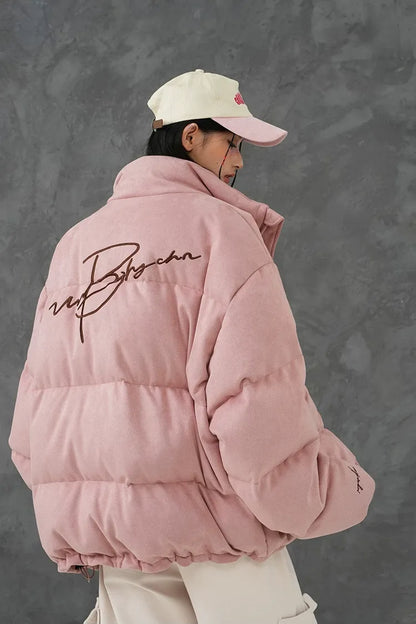 Suede Oversized Down Puffer Jacket