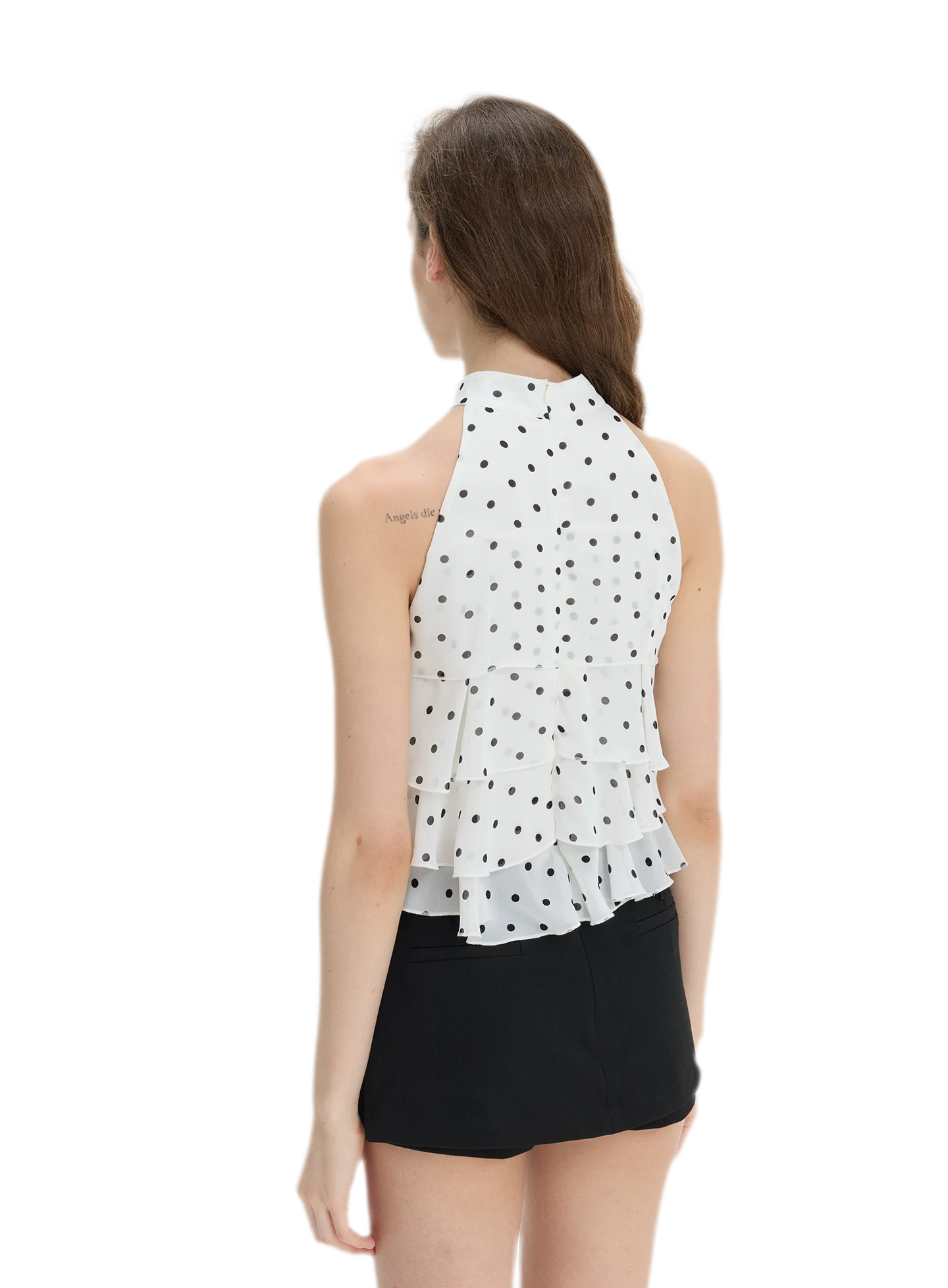 Polka-Dot Ruffle Halter Top