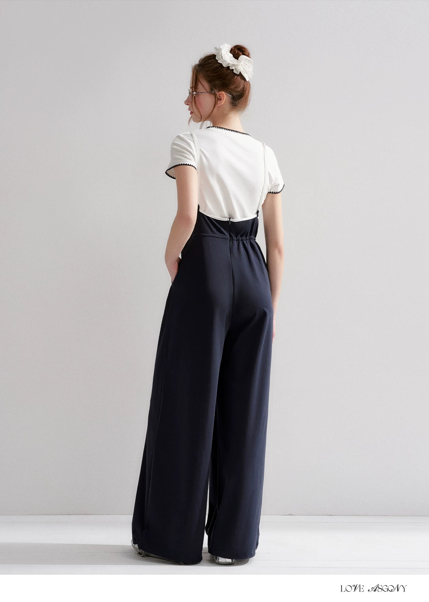 Contrast Piping Drawstring Waist Jumpsuit