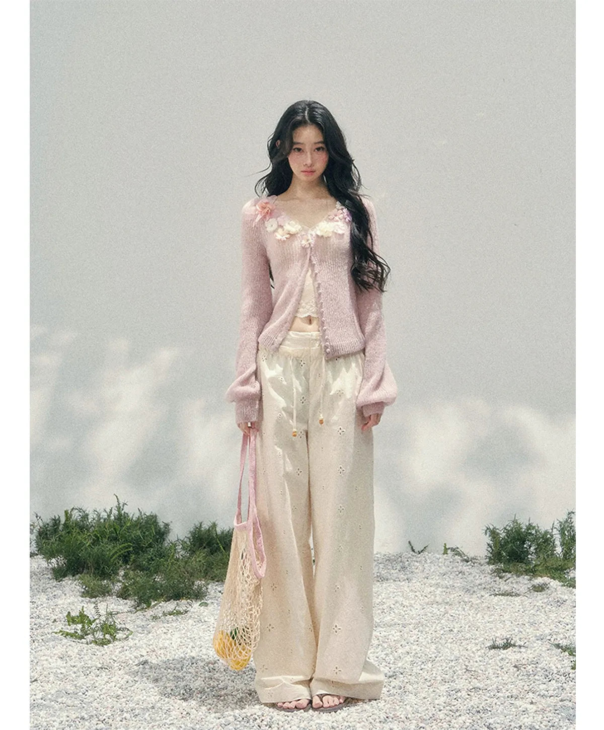 Wide-Leg Embroidered Pants