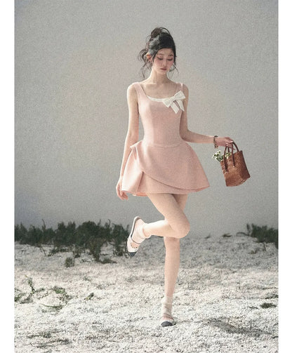 Sleek Bowknot Mini Dress