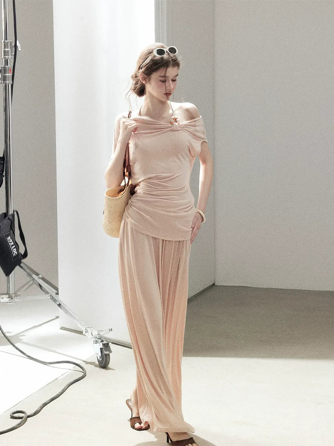 Knot Drape Midi Skirt Set