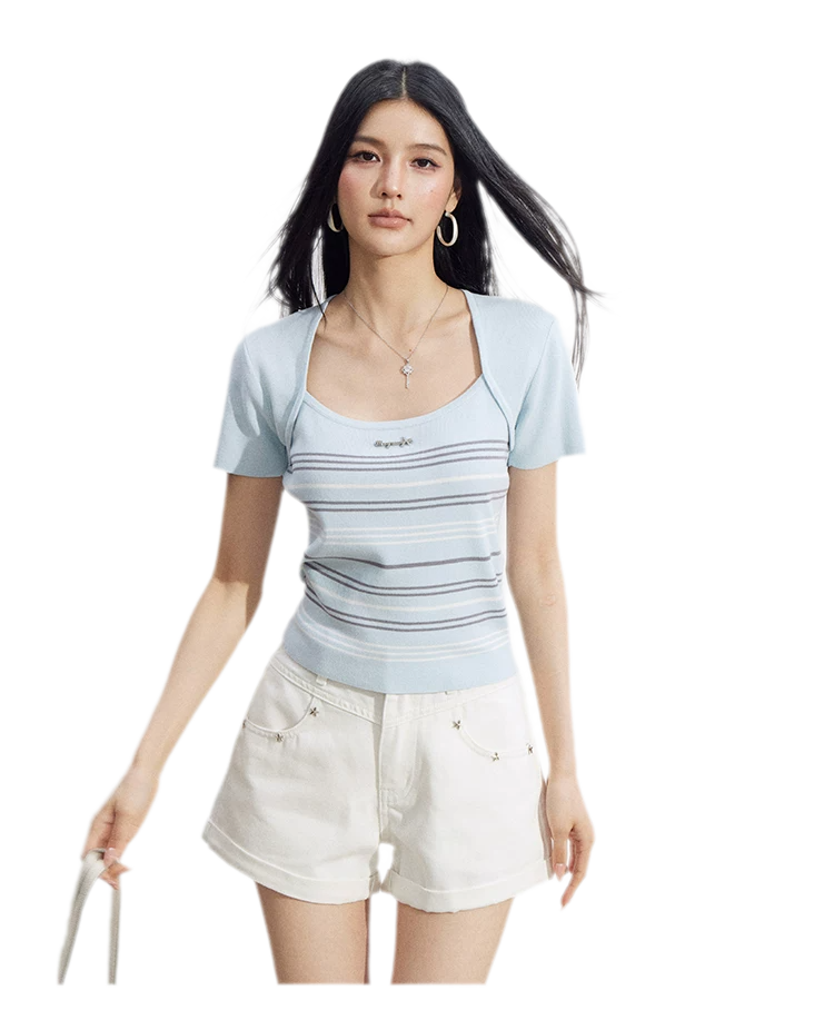 Embroidered Denim Shorts