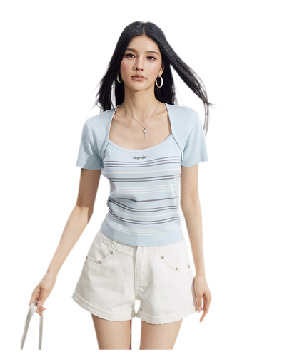 Embroidered Denim Shorts