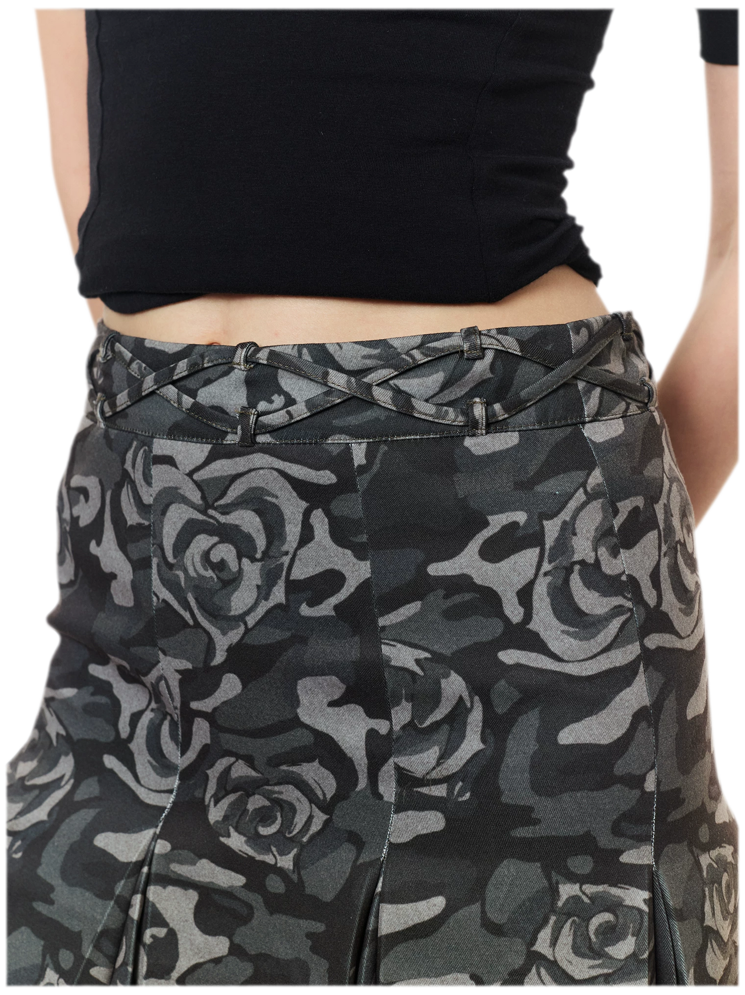 Low Waist Pleated A-Line Skirt